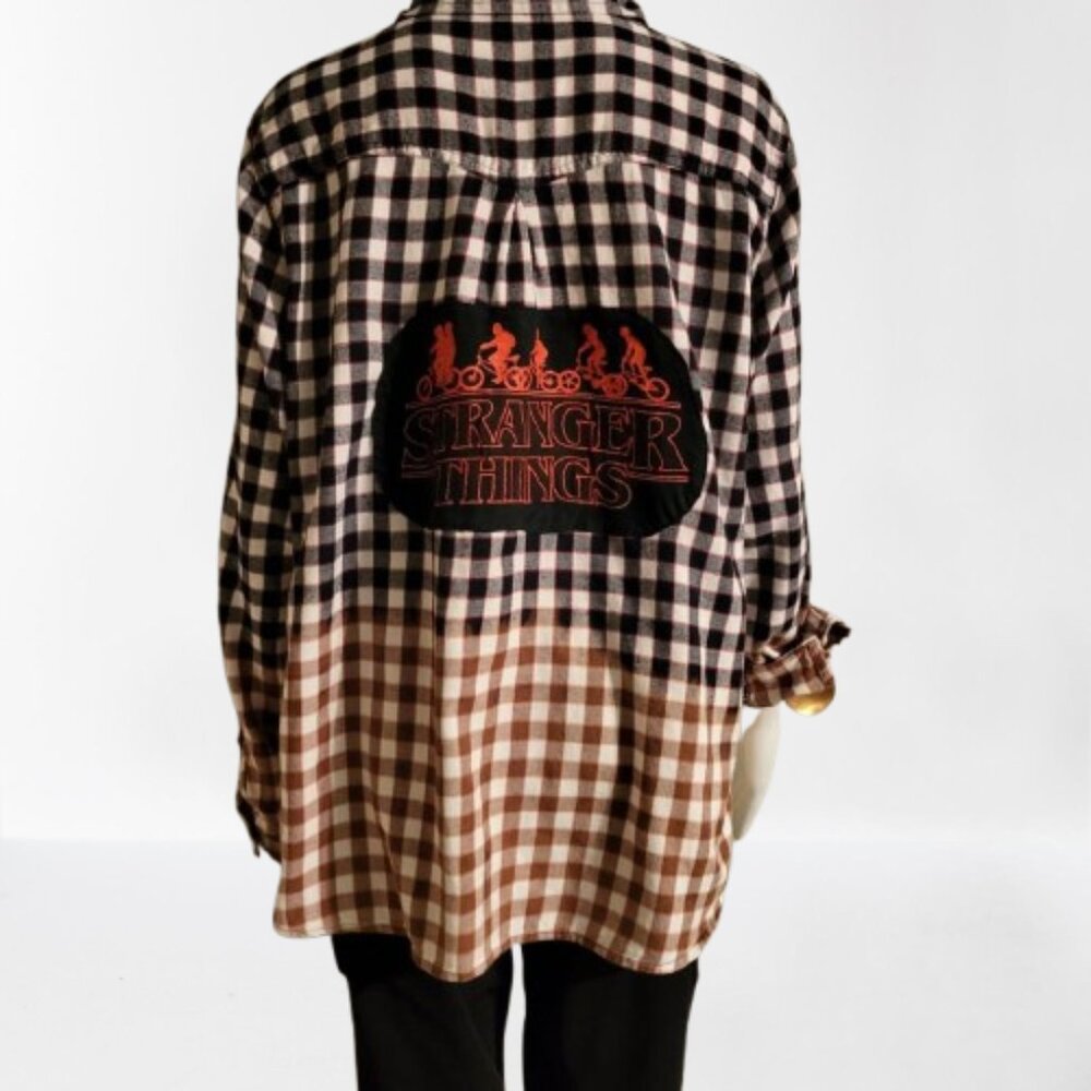 Upcycled 'Stranger Things' flannel shirt